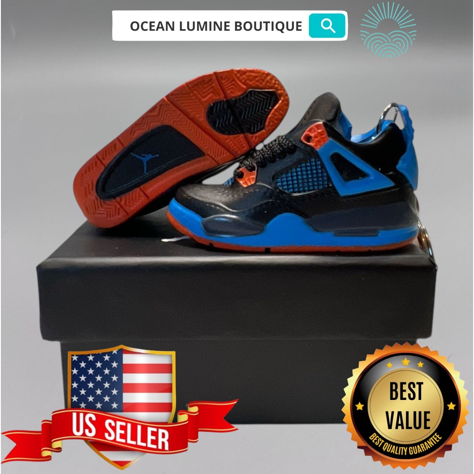 Air Jordan 3D Mini Sneaker Keychain, Shoe Keyring Shoe Box, Display Box Option