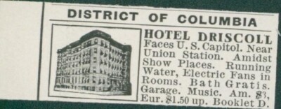 1915 Hotel Driscoll Washington DC Faces US Capitol Booklet Offer Ad CO7