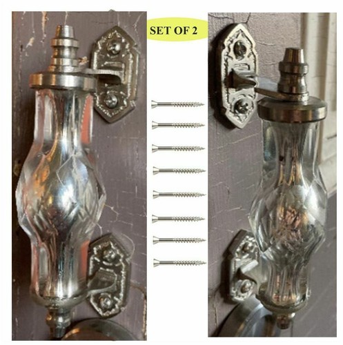 2er Set Mogul Bodenplatte verchromtes Glas Vintage Griff von Perilla Home