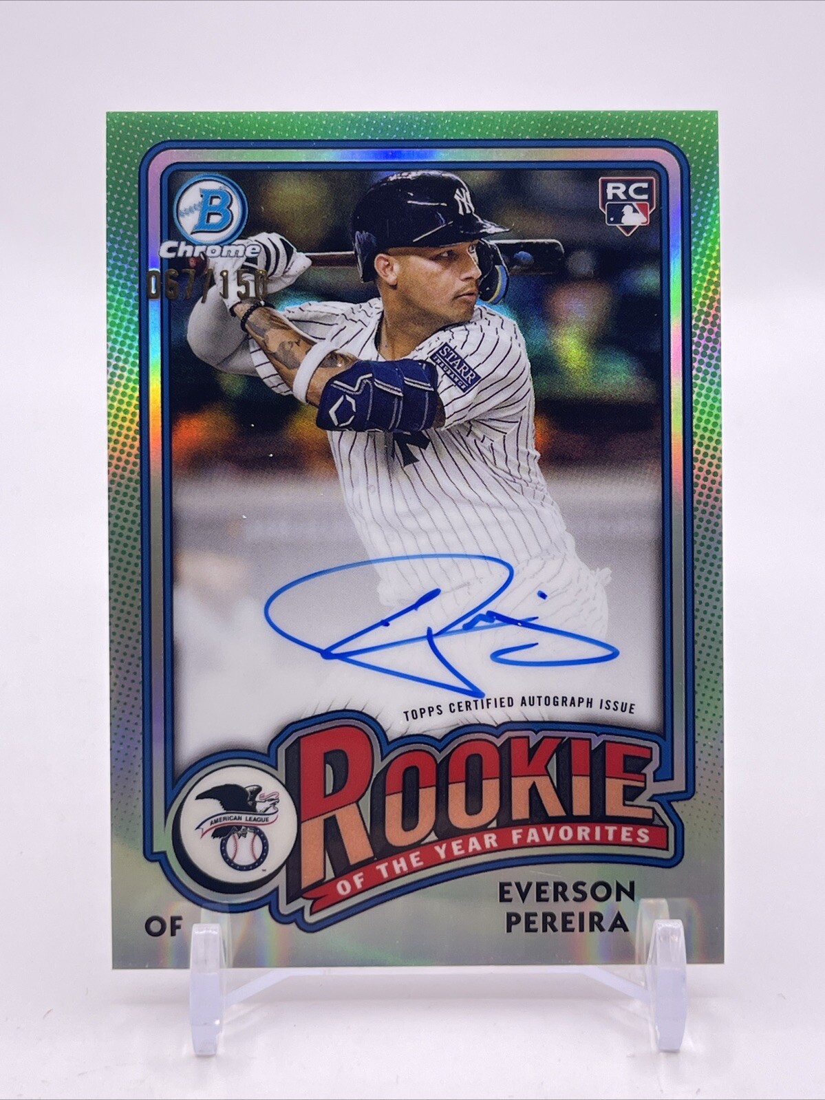 2024 Bowman Rookie of the Year Favorites Everson Pereira RC Auto /150 Yankees