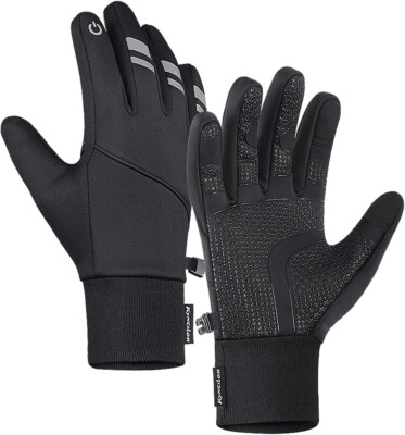 Herren Thermo Wasserdicht Handschuhe Touchscreen Anti-Rutsch Winter Radfahren Schwarz L