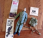 Vtg '64 12" GI Joe Action Soldier Figure, Flight Suit, Jump Boots, Pack, Manuals