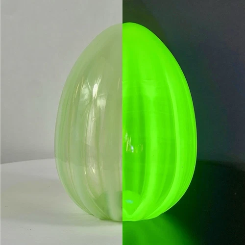 Ron Hinkle For Fenton Topaz Uranium Vaseline Glass Egg With Sticker 5” GLOWS