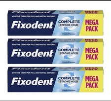 Image of 3x Fixodent Complete Denture Adhesive Cream Fresh Mega Value Pack 70g