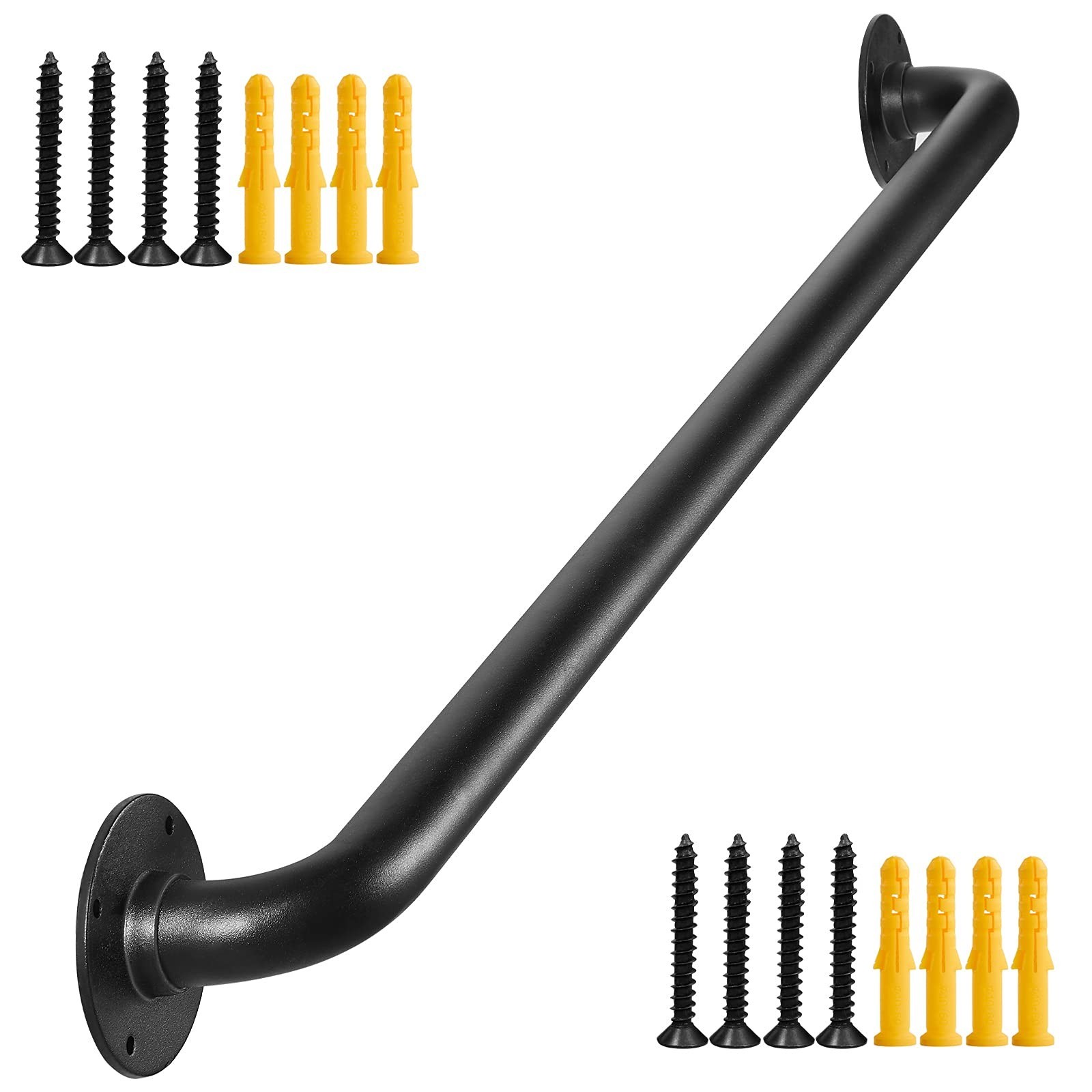 3FT Black Indoor Stair Handrail - 36 Inch Wall-Mounted Safety Rail for Staircases  