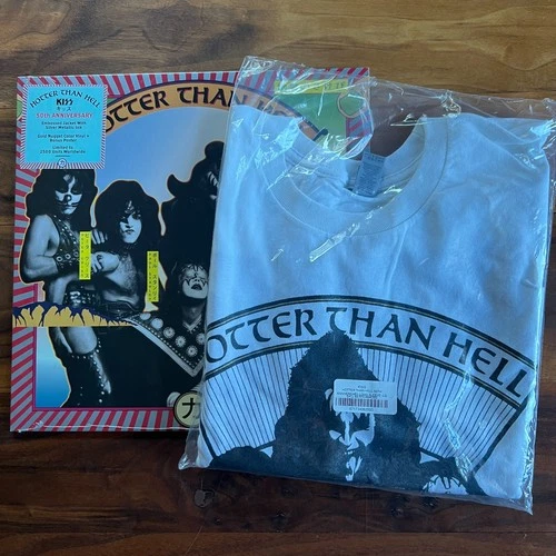 KISS Hotter Than Hell 50th Anniversary Vinyl/T-Shirt (L) Bundle (NM/NM) SEALED