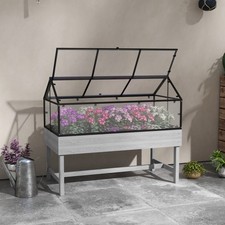 Image of 60 x 120cm Raised Garden Bed with Wooden Base - Grey