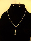 Wedding Necklace Set Silver Tone Y Shaped Rhinestone Crystal Necklace & Earrings — photo 1