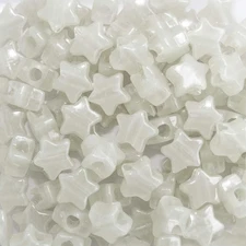White Nightglow Star Beads 13mm Glow in the Dark Pony Beads