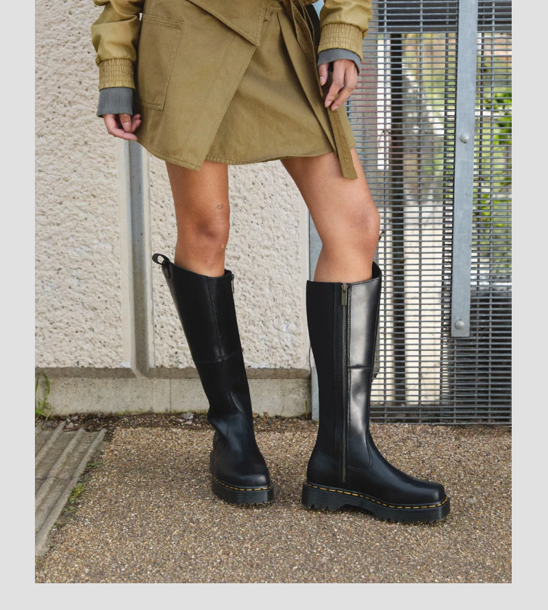 DR. MARTENS AMAAYAH KNEE HIGH LEATHER BOOTS MSRP$330 Comfy & Chic