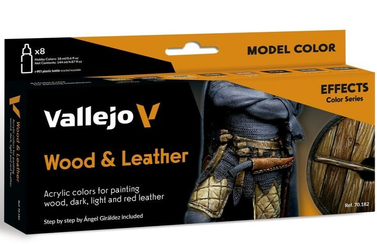Vallejo Grau/Schwarz/Braun Künstlerfarbe + Bastelfarbe, Wood Leather Set (8 Farben) Model Air (17 Ml) - Bild 3