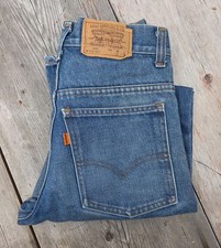 Vintage 70s Levi's 719 Student SF 207 Orange Tab Straight Leg Blue USA Men 26 VG