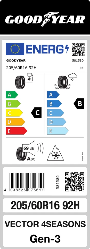 Goodyear Vector 4Seasons Gen-3 205/60 R16 92H M+S Ganzjahresreifen - Bild 2 von 2