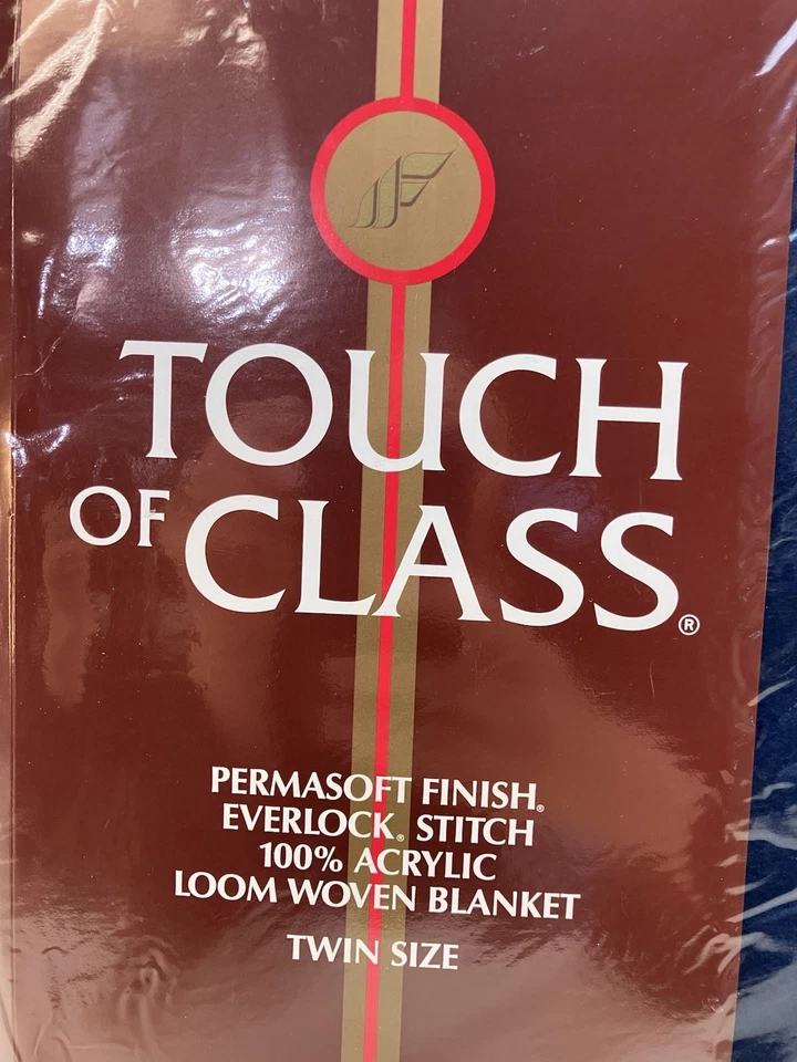 Vtg Fieldcrest Touch Of Class Navy Blue 100% Acrylic Satin Trim Twin Blanket - Image 2 of 4