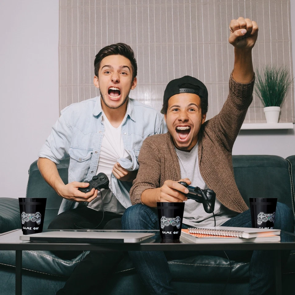 Paquete de 16 tazas de videojuegos para niños suministros de fiesta de cumpleaños para juegos, 16 oz Foto 2 de 4