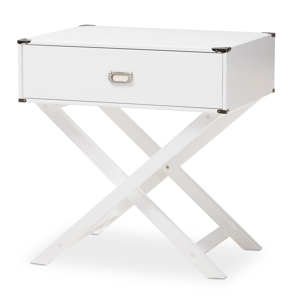 Baxton Studio Curtice Modern And Contemporary White 1-Drawer Wooden Bedside Tabl - Image 2 of 4