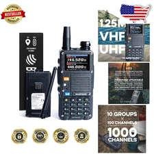 Rugged 10W Tri-Band Ham Radio UV-5R 7th Gen GPS NOAA 1000 Channels