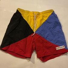 Vintage TOMMY HILFIGER Swimming Trunks Shorts 90s Retro Color Block Mens Medium