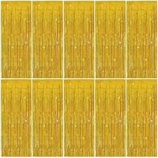 Tinsel Curtain Party Backdrop Gold Birthday Decorations 10 Packs Foil Streamer