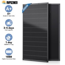 12V 200W Solar Panel Mono Black N-Type 18BB 25 High-Efficiency Home RV Off Grid