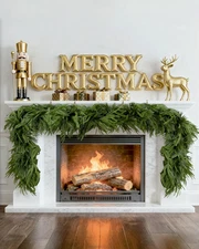 18FT (2 * 9FT) Artificial Christmas Garland, Real Touch Norfolk Pine Greenery Ga