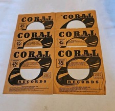 45 RPM 7" RECORD SLEEVES CO. SLEEVE 6 PACK SEE PHOTO Coral Records SLV384