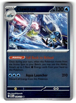 Clawitzer - ME01: Mega Evolution Reverse Holo Rare 038/132 NM