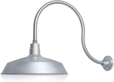 Barn Light 17'' Galvanized Shade with 24'' Galvanized Gooseneck Arm