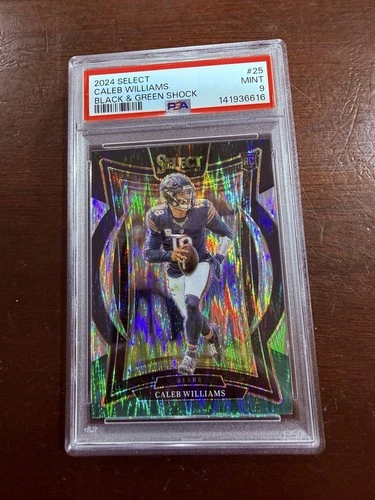 CALEB WILLIAMS 2024 SELECT BLACK GREEN SHOCK ROOKIE BEARS PSA 9 Mint RC