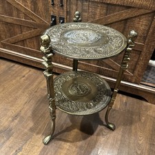 Antique Victorian Ornate Brass 3-Tier Plant Stand with Cherub Figural Supports — listing 2