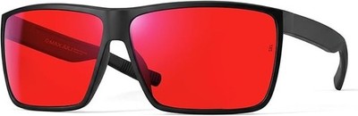 MAXJULI XL Sleep Glasses for Big Heads Men with Blue Green Light Blocking,Red Li