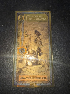 #ad Florida 5 Goldbacks 2025 Gold 1 200th Troy oz 24kt Goldback $65.99