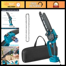Cordless Mini Chainsaw 8" - Brushless Motor, Handheld Electric, Auto Oiler, Comp