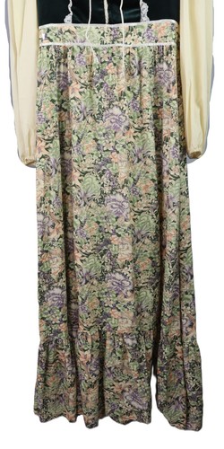 VTG 70s Vicky Vaughn 10 M Cottage Prairie Lace Long Sleeve Maxi Dress Velvet - Picture 3 of 7