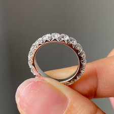 2.5Ct Round Cut Moissanite Full Eternity Wedding Band Ring 14K White Gold Plated