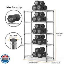 M MZG 1250 lbs Steel Heavy Duty 5-Tier Utility Shelving Unit Steel Organizer ...
