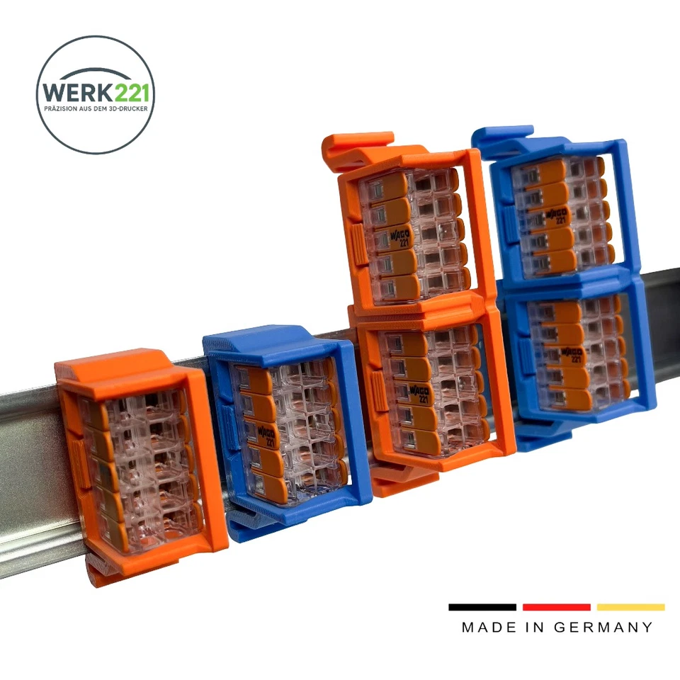 WERK221 DIN Hutschienenhalter Halterung für WAGO 221-420 Klemmen