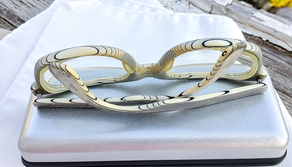 LA Eyeworks Anteojos VER FOTOS Big Beat 615 Rayas Reptil Negro Verde Crema Foto 2 de 4