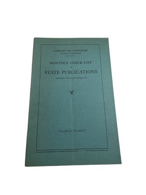 Monthly Check-List State Publications Library of Congress Vol 21 No 9 1930