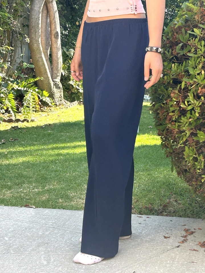 Pantalones Shamask EE. UU. Talla 3 100 % seda azul marino Foto 2 de 4