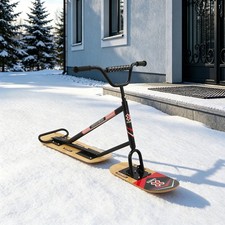 Snow Scooter Skateboard with 360  Steering Front Ski Dual-Ski Snow Skate