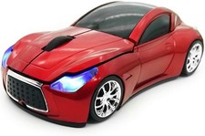 Wireless Car Mouse USB Receiver 3D 1600DPI Cool Cute Laptop PC Red