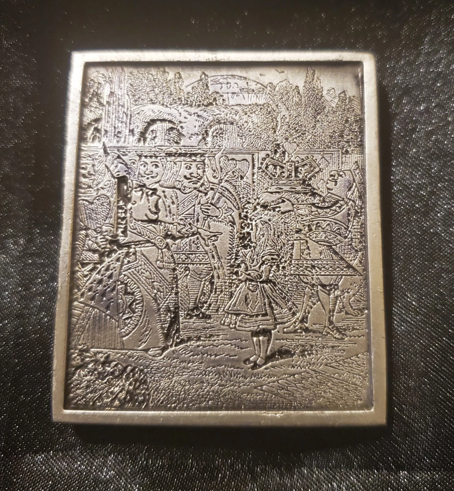 Alice in Wonderland Belt Buckle By Bergamot Brass Works 1974 Vintage Mad Hatter