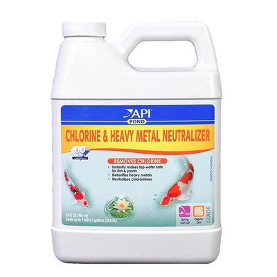 API POND CHLORINE & HEAVY METAL NEUTRALIZER Pond Water 32-Ounce, FISHAQUARI 