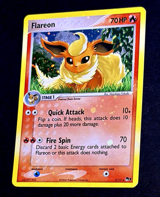 2006 Pokemon FLAREON Promo POP SERIES 3 Edition COSMOS HOLO Bleed Rare Card 2/17
