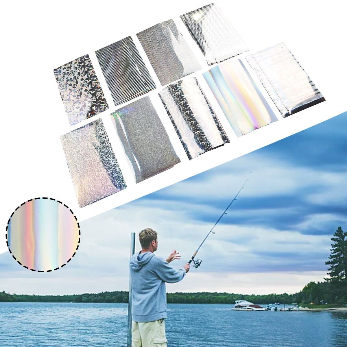 18pcs Lure Tape 20x10cm DIY Fishing Flash Flasher/Dodger/Lure