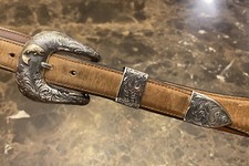 Vogt /Orvis James Reid Style .925 Sterling Silver 14k Gold Belt Buckle set  