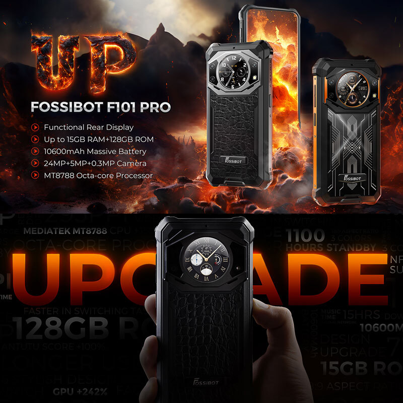 10600mAh FOSSiBOT F101 PRO 4G Rugged Phone Android 13