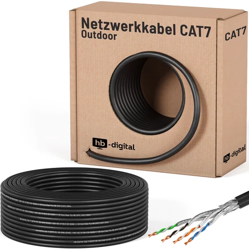 50m Cat7 Verlegekabel Kabel Netzwerkkabel LAN S/FTP Datenkabel Outdoor Außen
