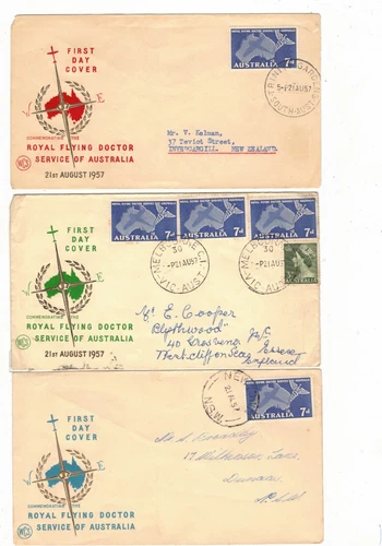 Australia 1957 Flying Doctor on FDCs,cds TRINTY GARDENS, NEWTOWN etc  (7 Covers)
